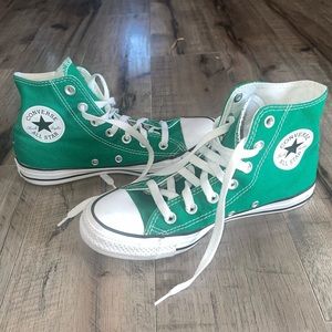 New green converse high tops